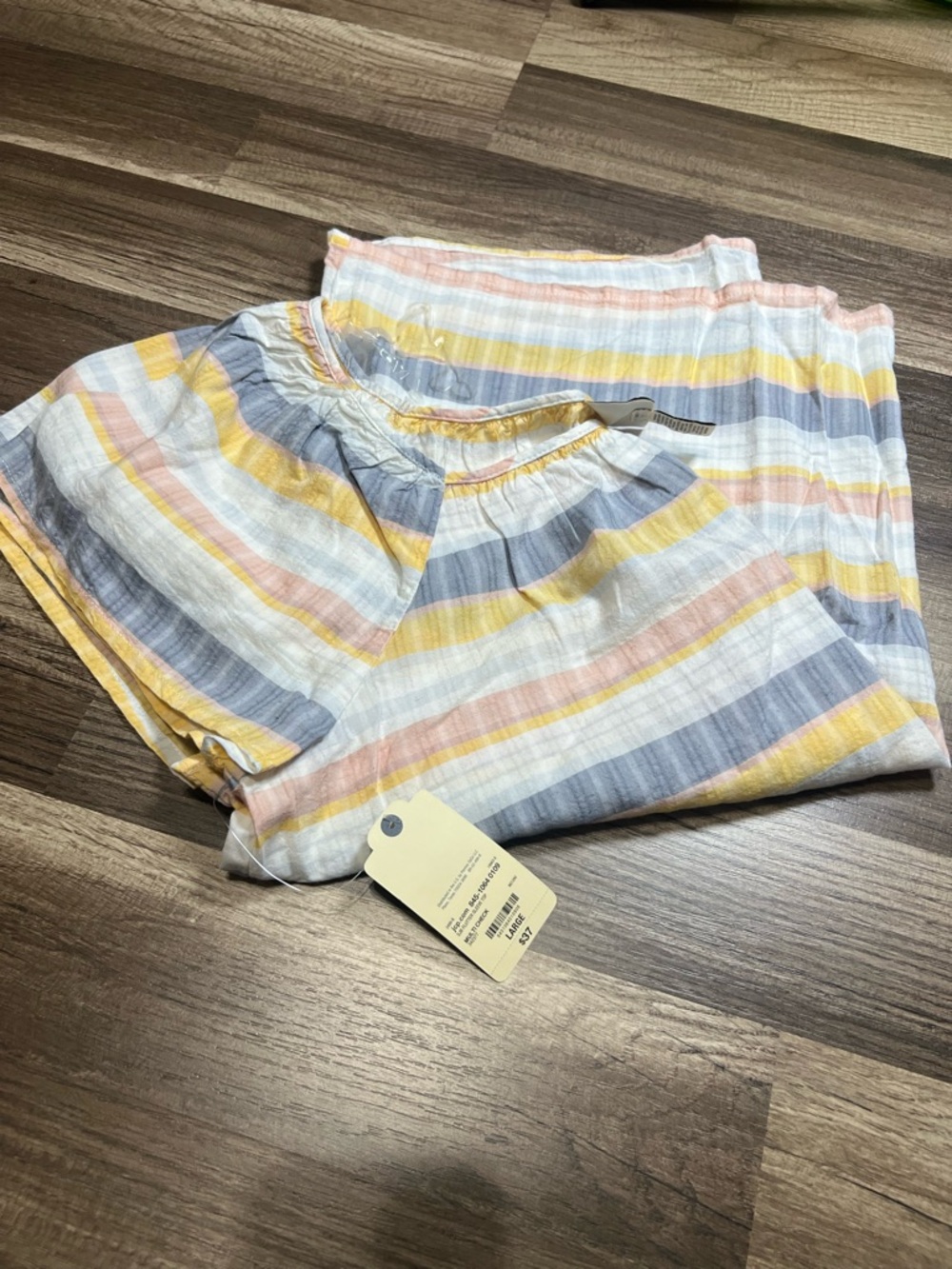 NWT St. John's Bay Yellow White Gray Striped Top